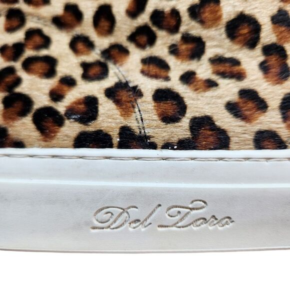 Del Toro Sneakers Womens Pony Hair Fur Leopard Chukka Shoes Platform Tan Black 7 - Picture 12 of 16